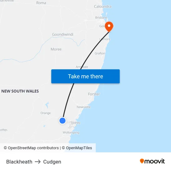 Blackheath to Cudgen map
