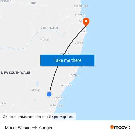 Mount Wilson to Cudgen map