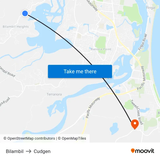 Bilambil to Cudgen map