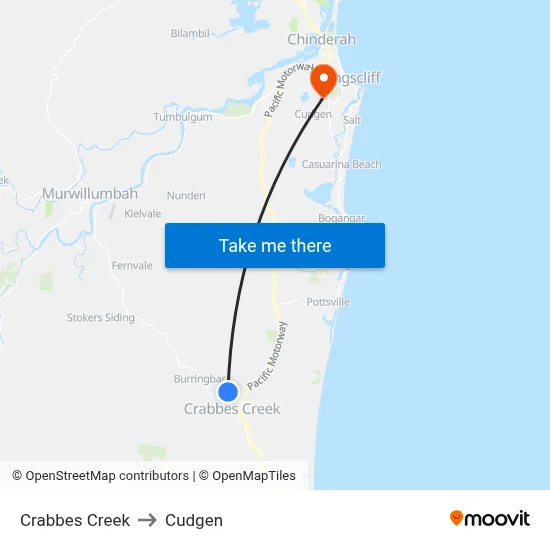 Crabbes Creek to Cudgen map