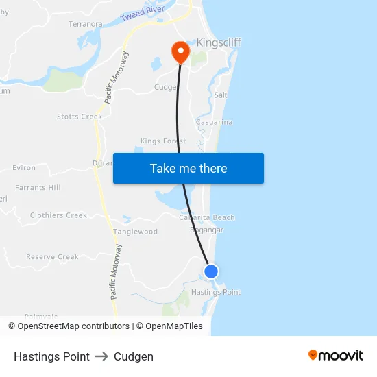 Hastings Point to Cudgen map