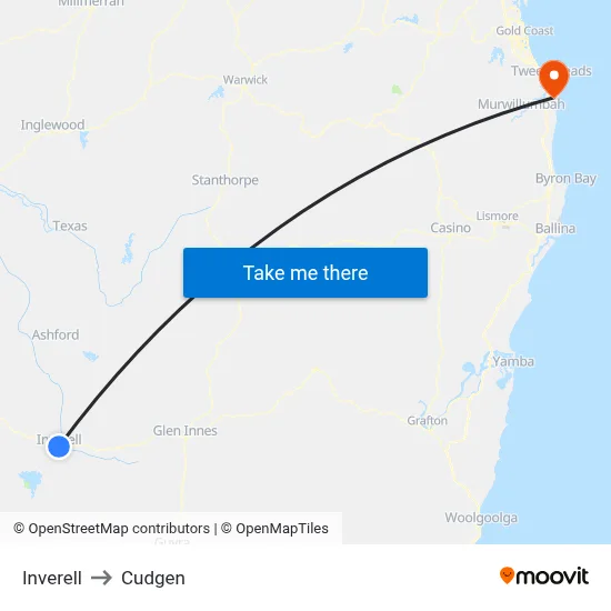 Inverell to Cudgen map