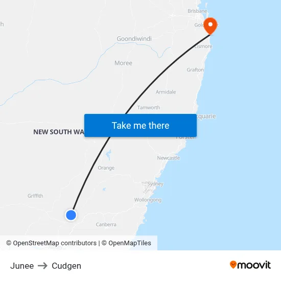 Junee to Cudgen map
