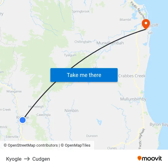 Kyogle to Cudgen map