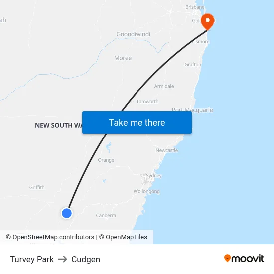 Turvey Park to Cudgen map