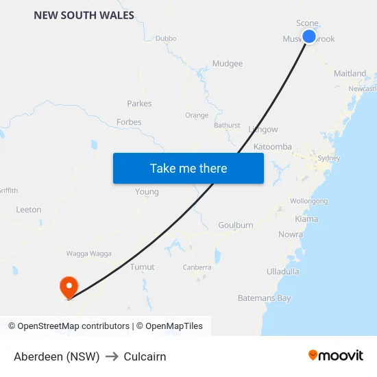 Aberdeen (NSW) to Culcairn map