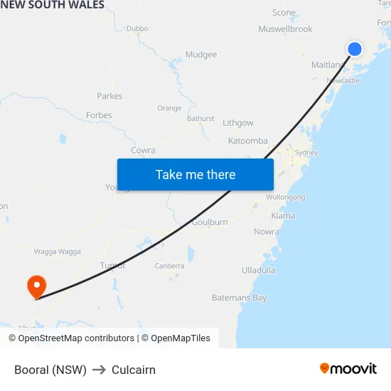 Booral (NSW) to Culcairn map