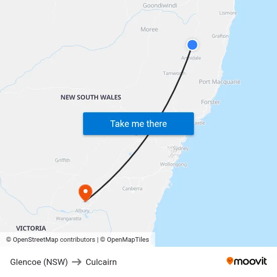 Glencoe (NSW) to Culcairn map