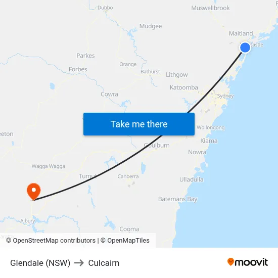 Glendale (NSW) to Culcairn map