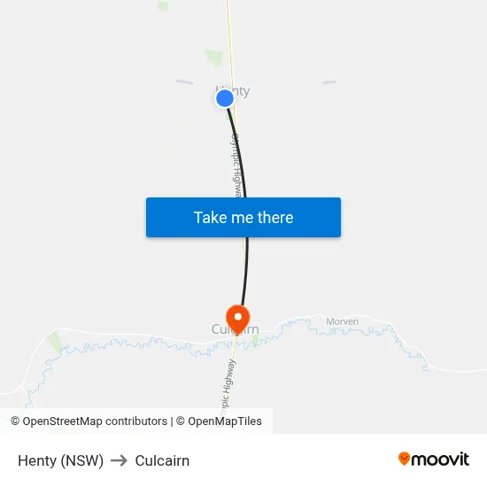 Henty (NSW) to Culcairn map