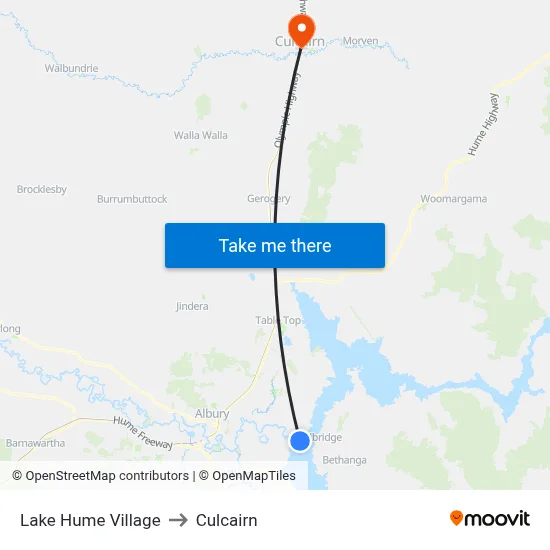 Lake Hume Village to Culcairn map