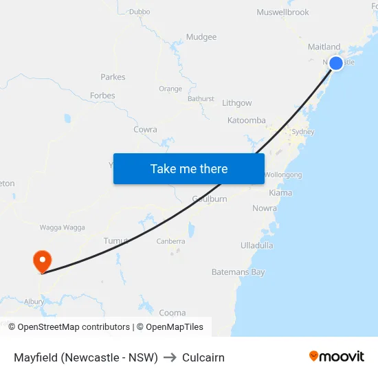 Mayfield (Newcastle - NSW) to Culcairn map