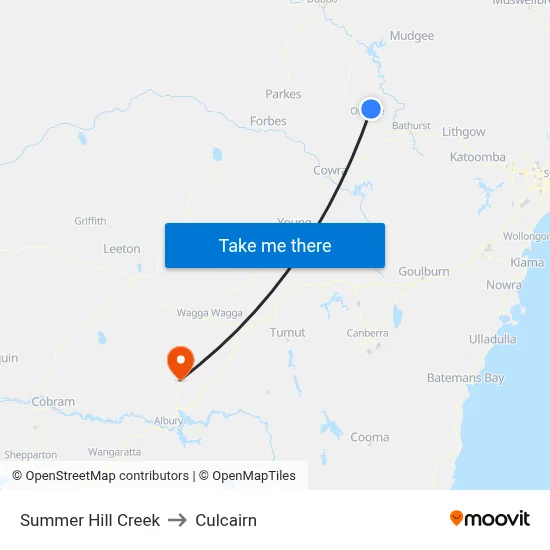 Summer Hill Creek to Culcairn map