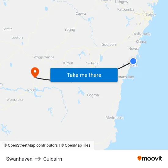 Swanhaven to Culcairn map