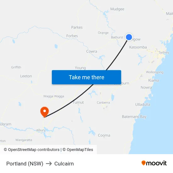 Portland (NSW) to Culcairn map