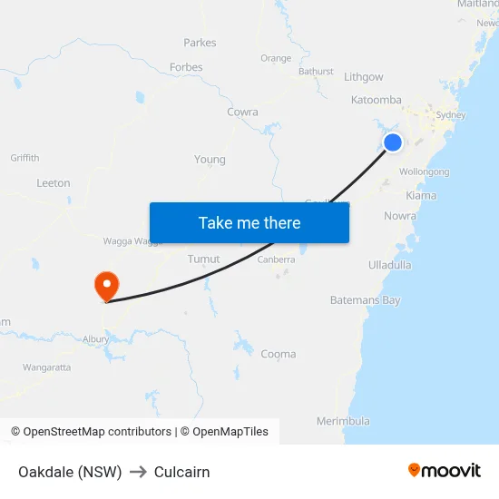 Oakdale (NSW) to Culcairn map