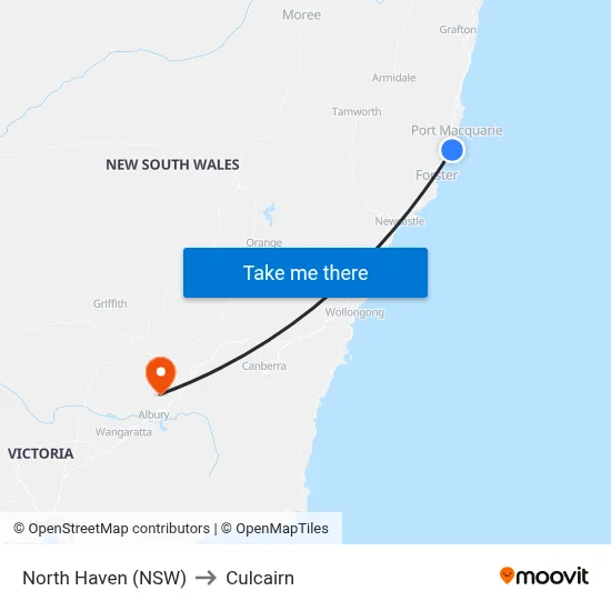 North Haven (NSW) to Culcairn map