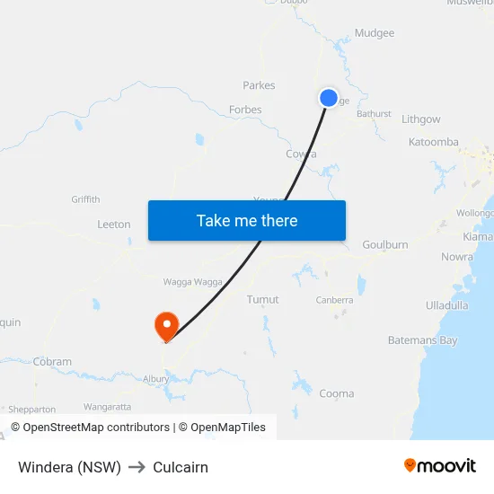 Windera (NSW) to Culcairn map