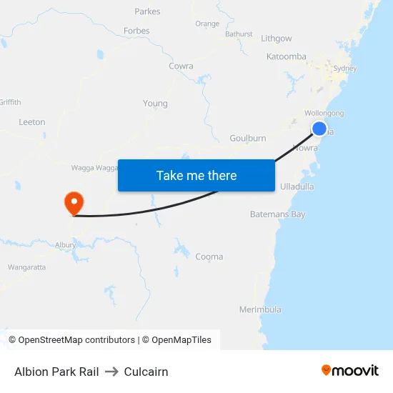 Albion Park Rail to Culcairn map