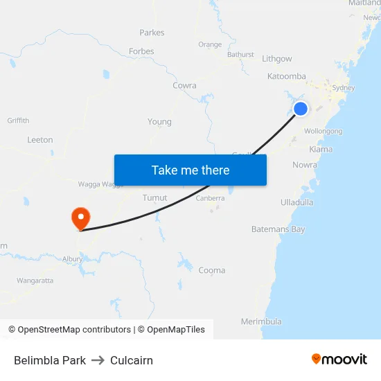 Belimbla Park to Culcairn map