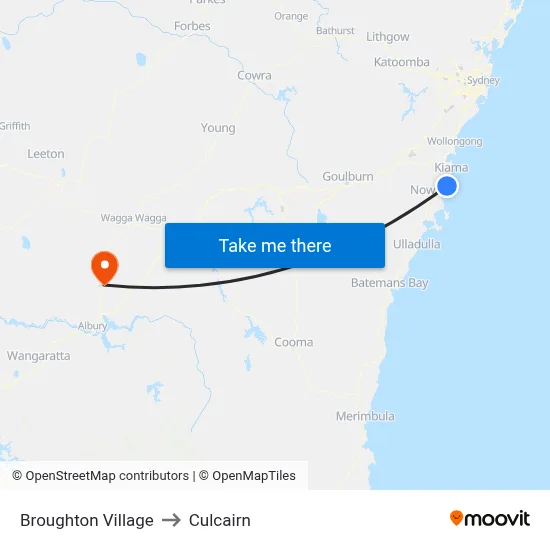 Broughton Village to Culcairn map