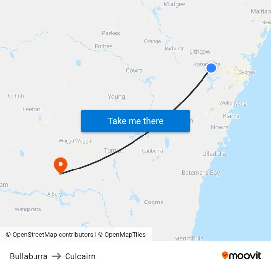 Bullaburra to Culcairn map