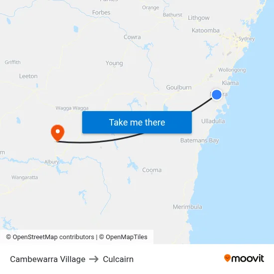 Cambewarra Village to Culcairn map