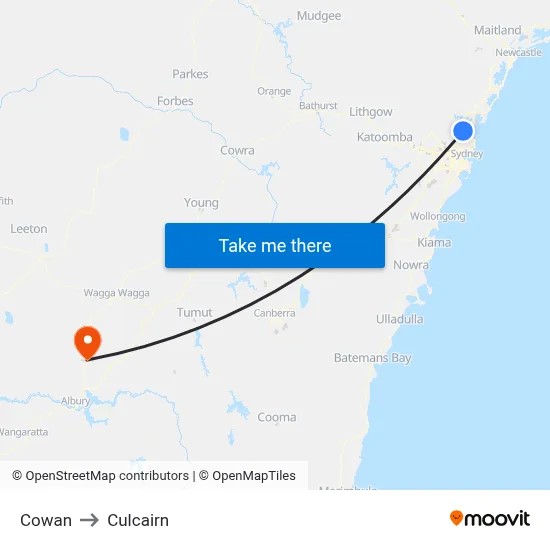 Cowan to Culcairn map