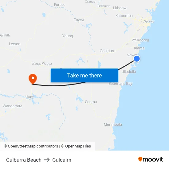 Culburra Beach to Culcairn map
