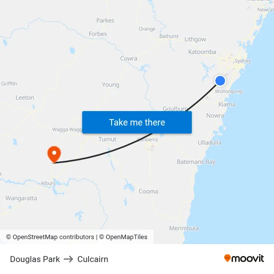 Douglas Park to Culcairn map