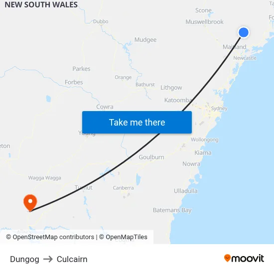 Dungog to Culcairn map