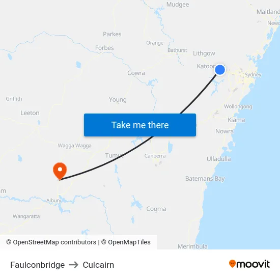 Faulconbridge to Culcairn map
