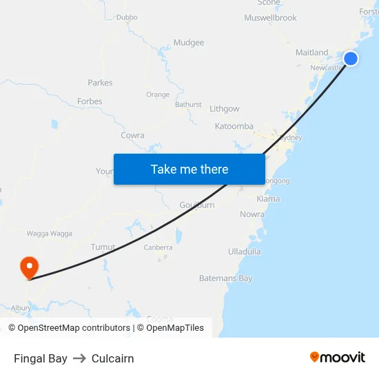 Fingal Bay to Culcairn map