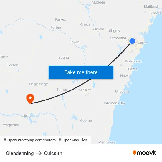 Glendenning to Culcairn map