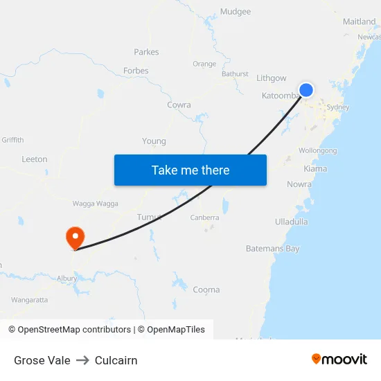 Grose Vale to Culcairn map