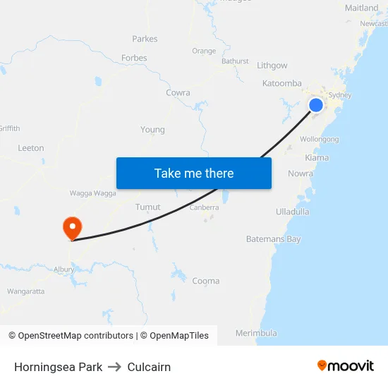 Horningsea Park to Culcairn map