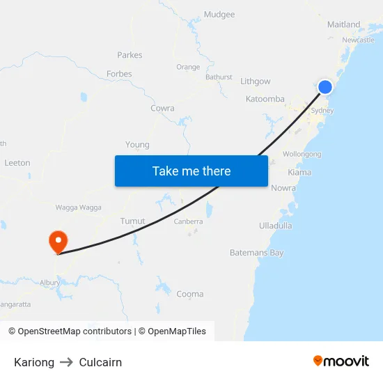 Kariong to Culcairn map
