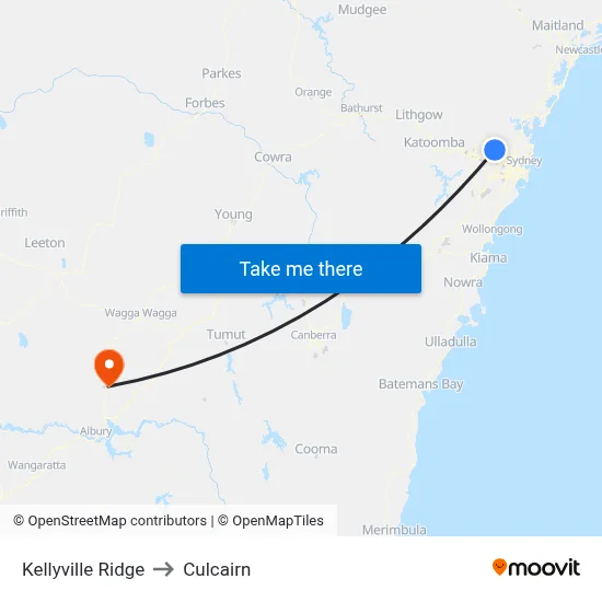Kellyville Ridge to Culcairn map