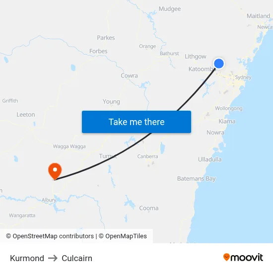 Kurmond to Culcairn map