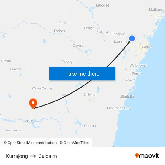 Kurrajong to Culcairn map