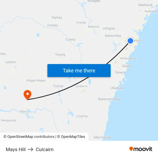 Mays Hill to Culcairn map