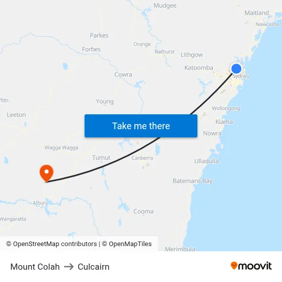 Mount Colah to Culcairn map