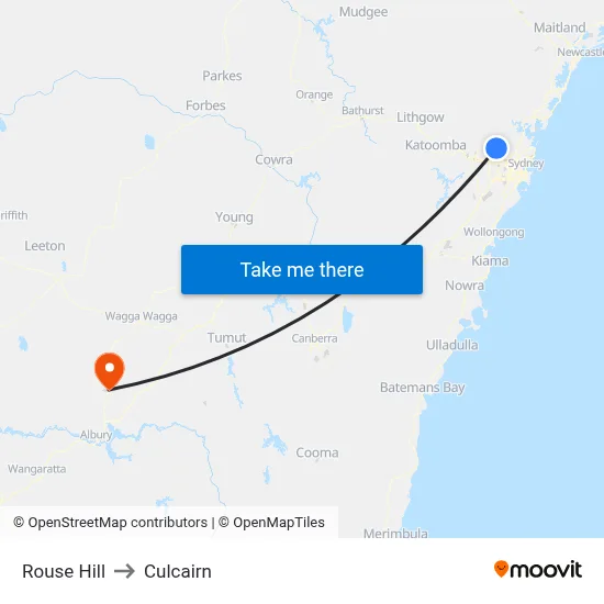 Rouse Hill to Culcairn map