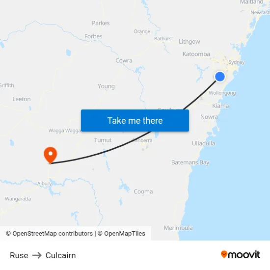 Ruse to Culcairn map