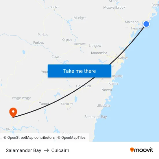 Salamander Bay to Culcairn map