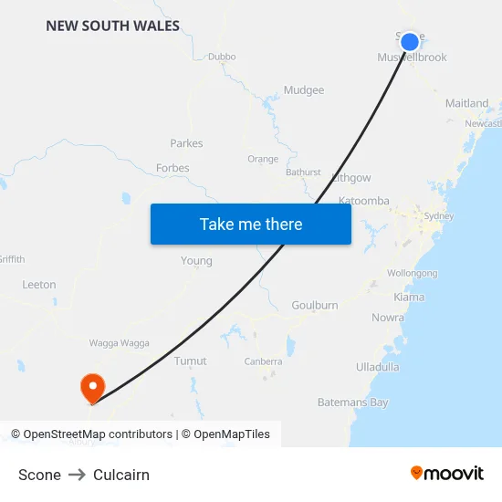Scone to Culcairn map