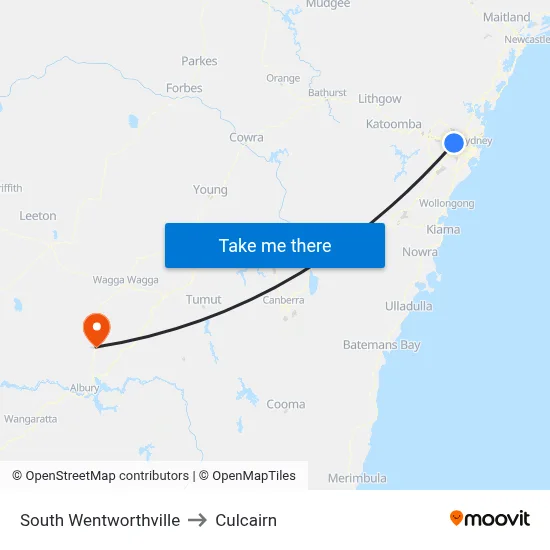 South Wentworthville to Culcairn map