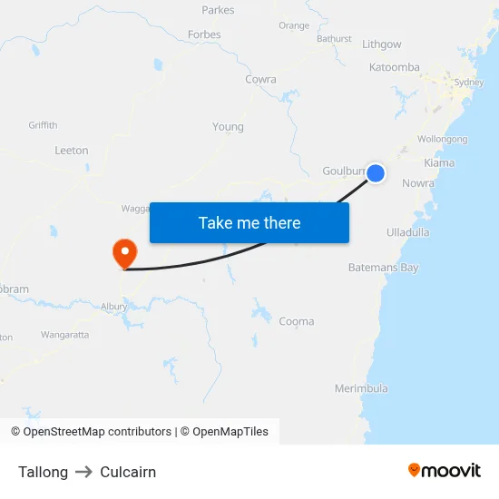 Tallong to Culcairn map