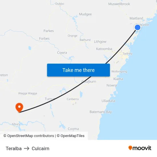 Teralba to Culcairn map