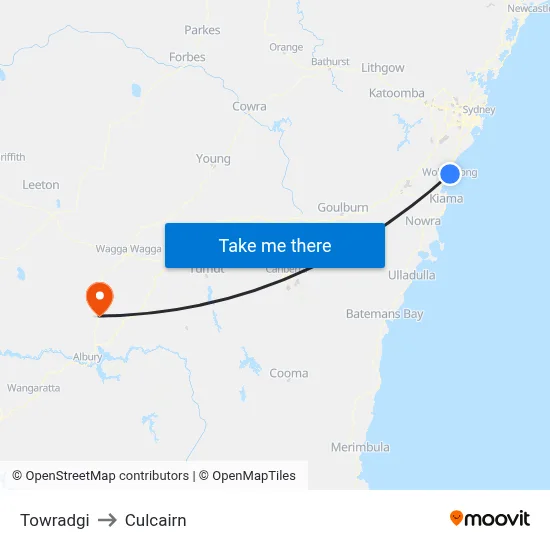 Towradgi to Culcairn map